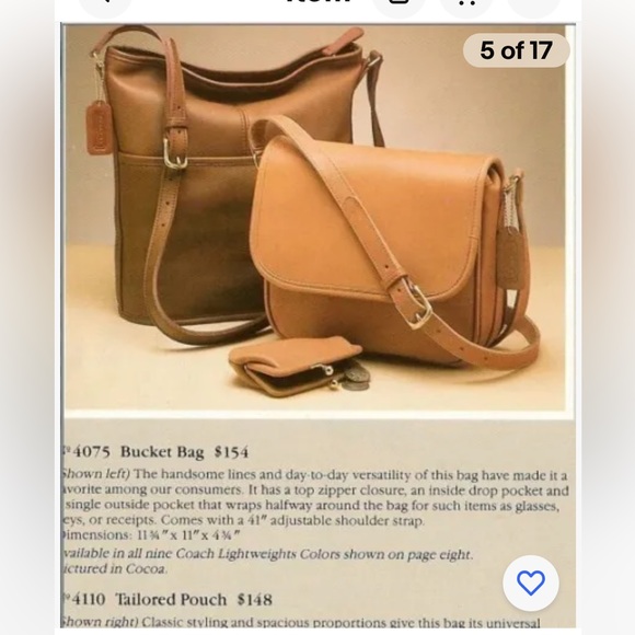 COACH #4075 Leather "Bucket Bag" USA Made early 90's Color Is Putty - Picture 2 of 12